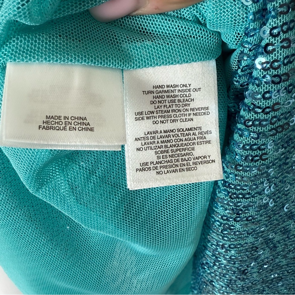 Anne Klein NWT Women’s Teal/Blue Green Short Sleeve Fully Sequined Top Size OX - Picture 9 of 15